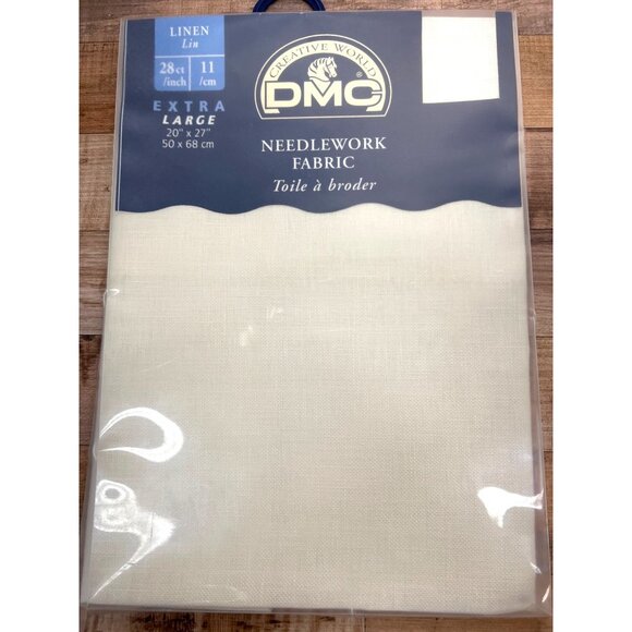 DMC Creative World Linen Needlework Fabric 28 Ct  20" X 27" Beige Cross Stitch - Picture 1 of 2